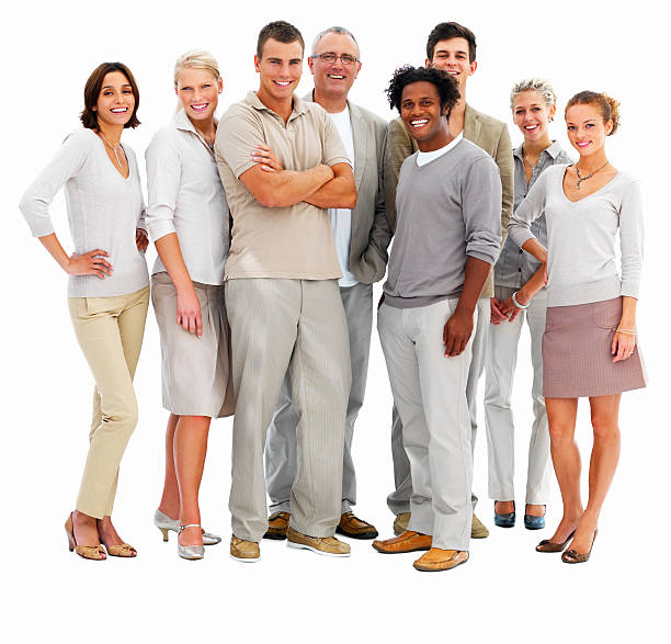 istock Happy business people standing together 147259489