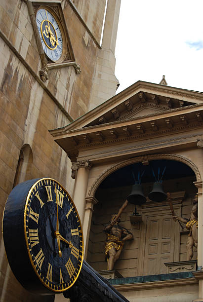 Ancient Clock Tower In London stock photo