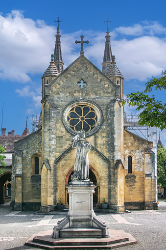 Facade of Collegiale church, Neuchatel, Switzerland