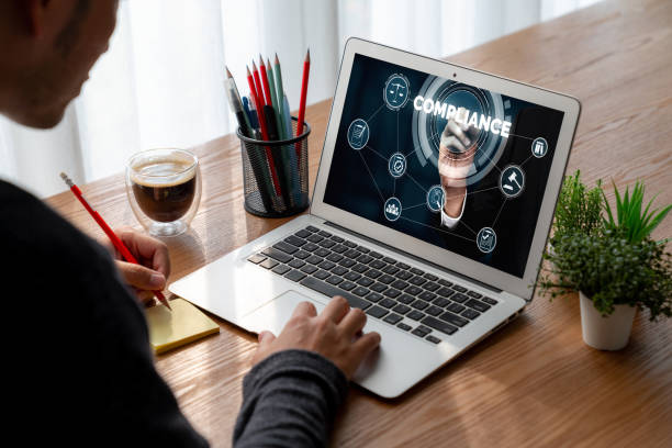 istock Compliance system for modish online corporate business 1472596365