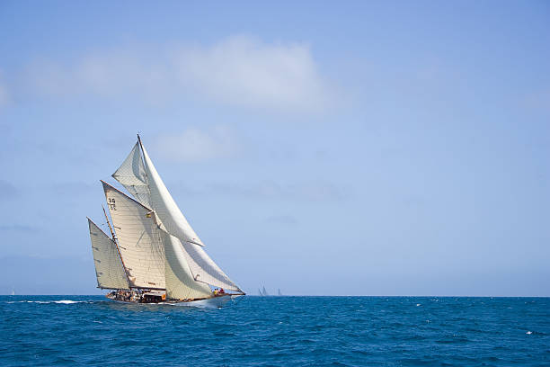 Classic boat. The classic boat with fully rigged in regatta. gaff rigged stock pictures, royalty-free photos & images