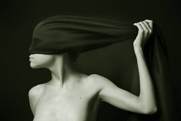 istock Nude woman with black bandage 147260094