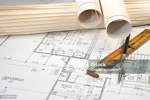 Blueprints Arquitectónico Foto de stock y más banco de imágenes de Arquitectura - Arquitectura, Casa, Cianotipo - Plano