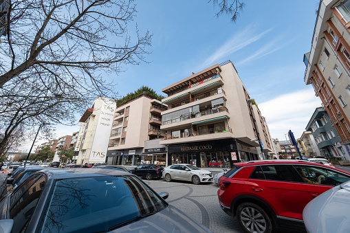 Istanbul,Turkey- March 10 ,2023:Göktürk was a village with a population of 800, which was engaged in agriculture and animal husbandry until 1986. The village, which turned into a completely different face with the Kemer Country project in 1986, gained the distinction of being a town in 1994. Despite the increasing number of luxury housing projects, it still has the qualities that make it a \