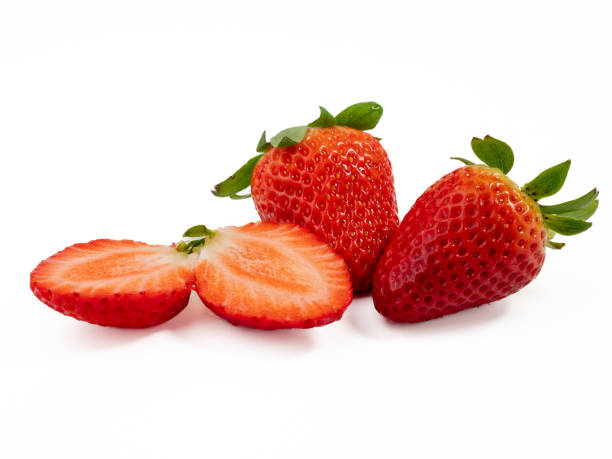 istock Ripe juicy strawberry isolated on white background. 1472604665