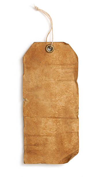 istock Blank creased brown tag on white background 147260539