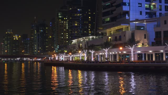 Waterfront in Dubai Marina at night