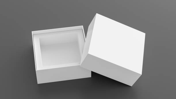 istock Square open box packaging mockup on gray background. Template for your design 1472606462