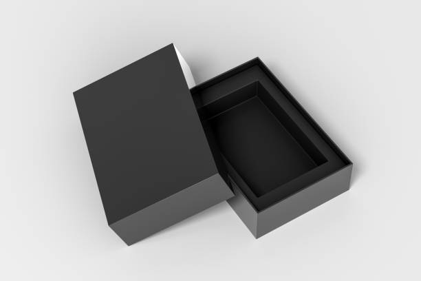 istock Open black box packaging mockup on white background. Template for your design 1472606498