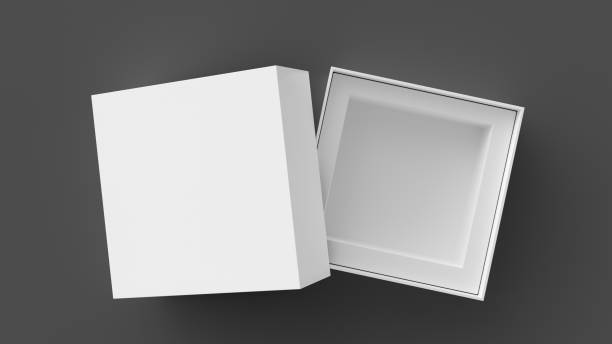 istock Square open box packaging mockup on gray background. Template for your design 1472606744