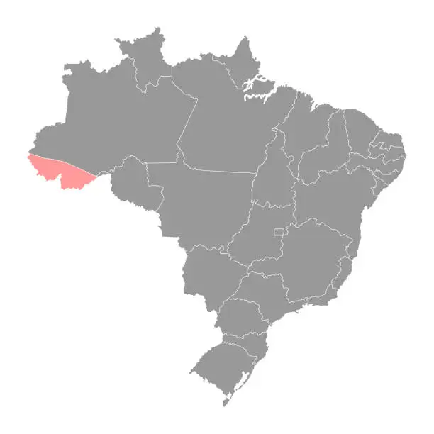 Vector illustration of Acre Map, state of Brazil. Vector Illustration.