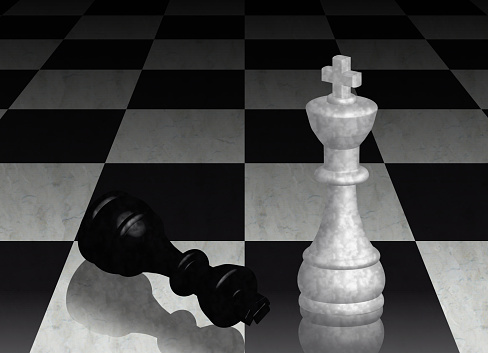 White king against black chess king - 3D illustration