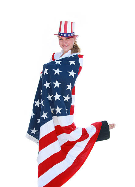 istock Woman in USA Flag 147261211