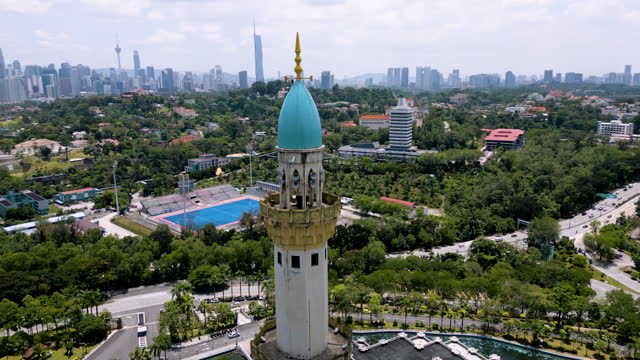 Aerial view of Federal Territory Mosque or Masjid Wilayah Persekutuan in Kuala Lumpur