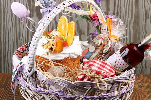 empty straw basket on white