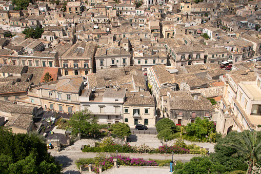 View of the town of Modica, province of Ragusa, Sicily, Italy