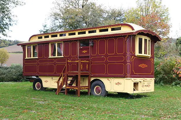 A restored 1940's Showman's Caravan. Currently parked on a site in Shropshire - United Kingdom and available for holiday hire.