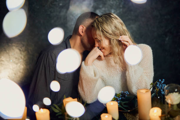 Romantic Candlelit Dinner Whisper in night restaurant