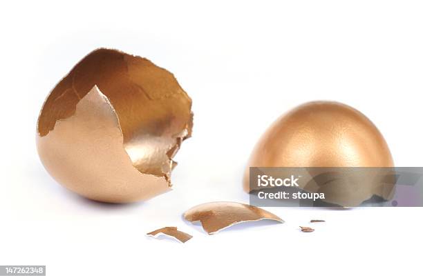 Cracked Golden Egg Stock Photo - Download Image Now - Animal Egg, Broken, Concepts