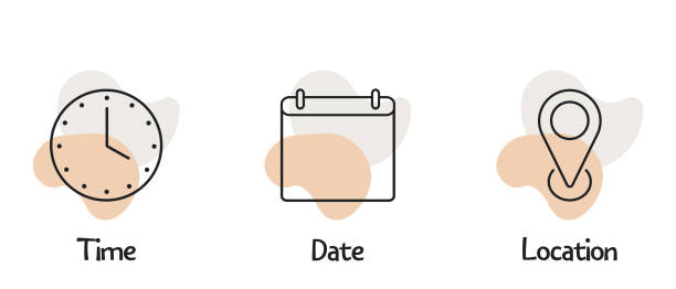 symbol für zeit, datum, ort oder ort. trendige und moderne vektorillustration im flachen stil - dating stock-grafiken, -clipart, -cartoons und -symbole