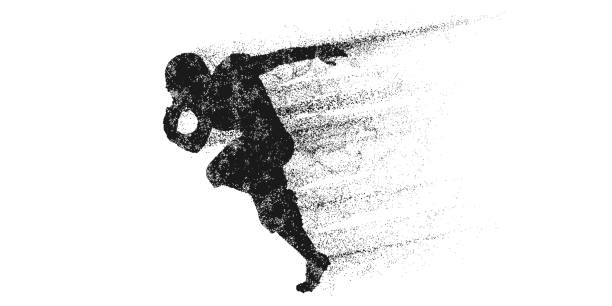 Abstract silhouette of a american football player man in action isolated white background. Vector illustration Abstract silhouette of a american football player man in action isolated white background. Vector illustration safety american football player stock illustrations