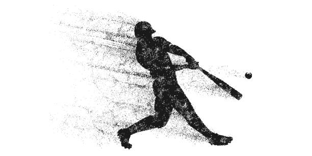 abstrakte silhouette eines baseballspielers auf weißem hintergrund. baseballspieler schlägt den ball. vektor-illustration - baseball mit audio stock-grafiken, -clipart, -cartoons und -symbole