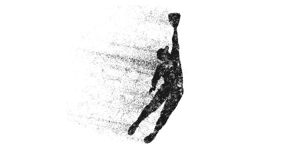 abstrakte silhouette eines baseballspielers auf weißem hintergrund. baseballspieler schlägt den ball. vektor-illustration - baseball mit audio stock-grafiken, -clipart, -cartoons und -symbole