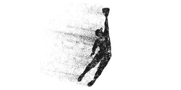 白い背景に野球選手の抽象的なシルエット。野球選手のバッターがボールを打つ。ベクターイラストレーション - baseballs baseball silhouette baseball player点のイラスト素材／クリップアート素材／マンガ素材／アイコン素材