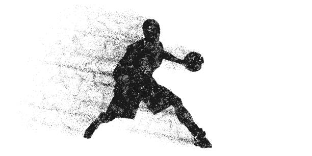 illustrazioni stock, clip art, cartoni animati e icone di tendenza di giocatore di basket astratto uomo in azione isolato sfondo bianco. illustrazione vettoriale - hit and run