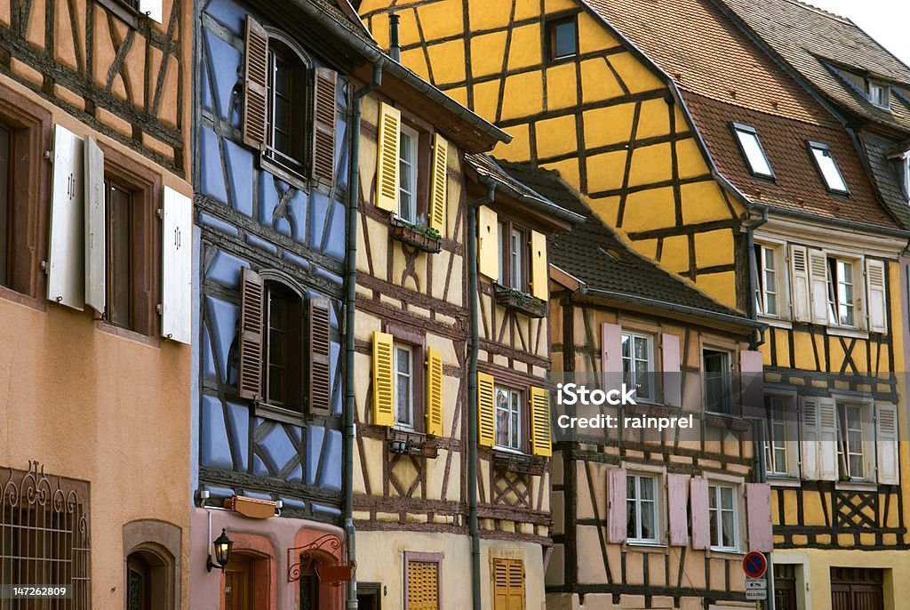 Half-timbered Houses in Europe Half-timbered houses, also known as Tudor-style architecture, can be found in historic places all across Europe, such as these ones in the Petite Venice Quarter of Colmar, France. Europe Stock Photo