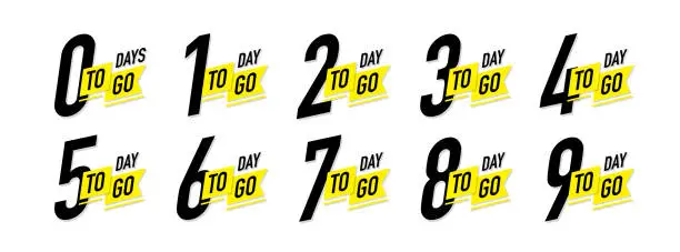 Vector illustration of Days to go timer vector label set color style