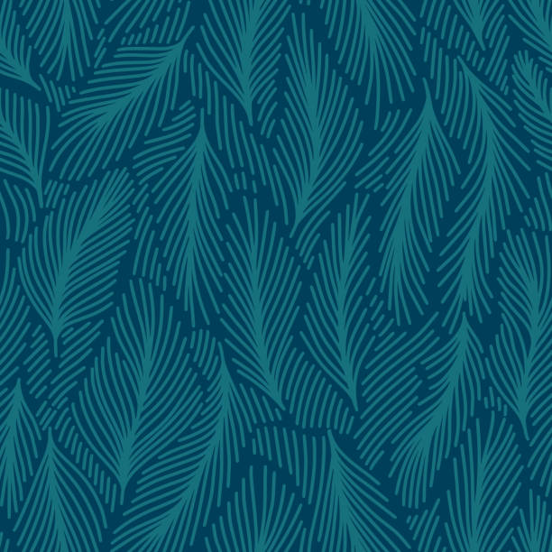 зимний линейный ботанический рисунок - wave pattern abstract shape winter stock illustrations