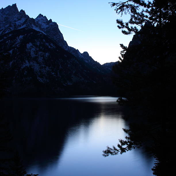 Mirror of the mountain lake stock photo