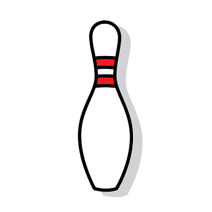 Vector illustration of a hand drawn bowling pin against a white background.