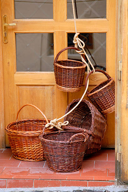 wicker basket stock photo