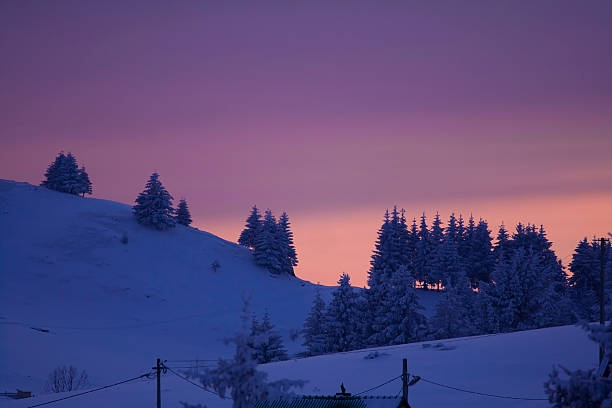 Winter sunset stock photo
