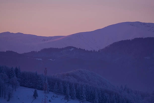 Winter sunset stock photo