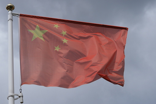 China flag waving on blue sky
