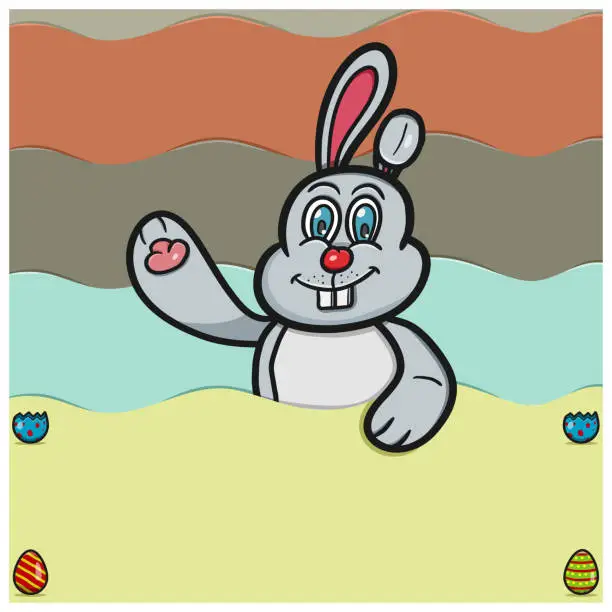 Vector illustration of Rabbit Cartoon and Blank Space. Happy Easter Theme.