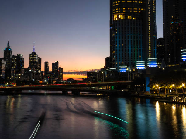 Melbourne skyline and Yarra River at dawn