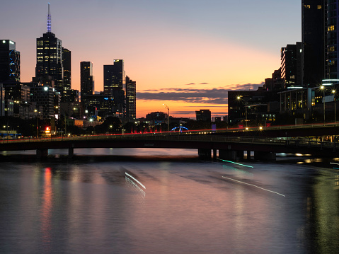 Melbourne skyline and Yarra River at dawn