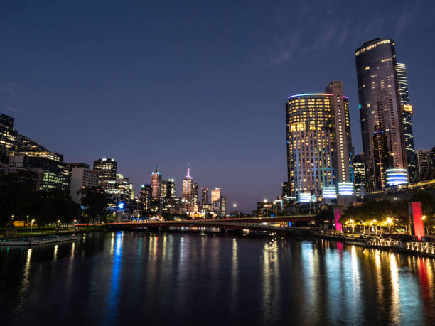 istock Urban skyline and river at twilight 1472649982