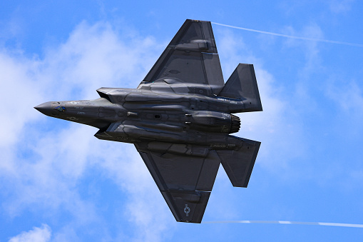 Virginia Beach, Virginia, USA - September 18, 2022: Underside of F-35 Lightning.