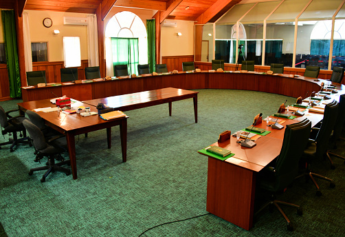 Canberra, Australia - November 22, 2017: Australian House of Representatives inside Australian Parliament House. Australian Parliament House, Capital Hill, Canberra, Australian Capital Territory, Australia