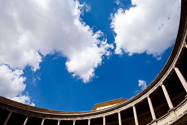 Beautiful view of Palacio de Carlos V in The Alhambra at sunny day, Granada, Andalusia, Spain