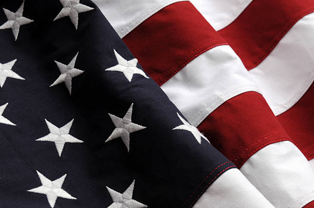 Close up of the United States flag stock photo