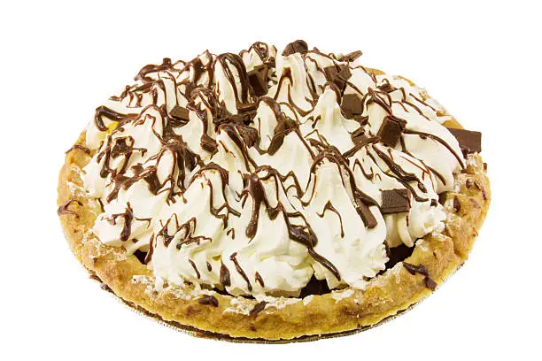 chocolate cream pie isolated on white