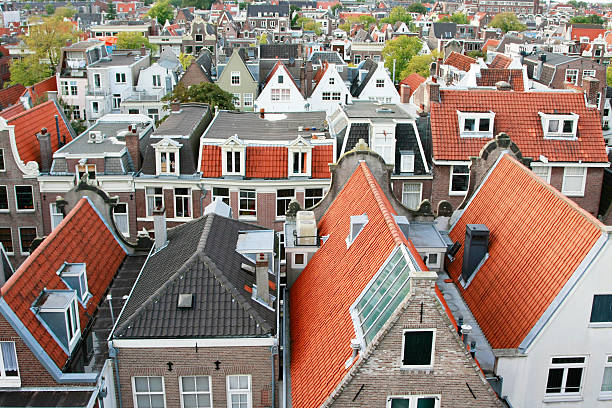 Typical dutch canal houses in the city of Amsterdam (Western part), Holland