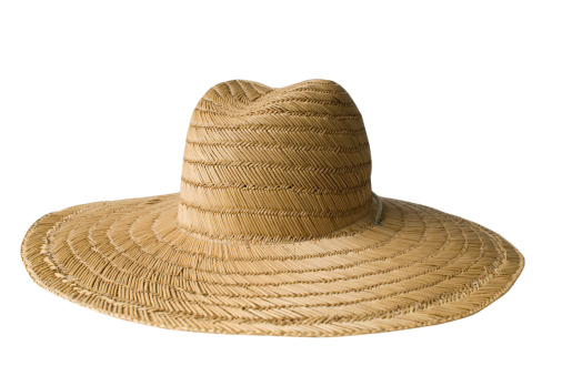 A classic straw hat with clipping path.