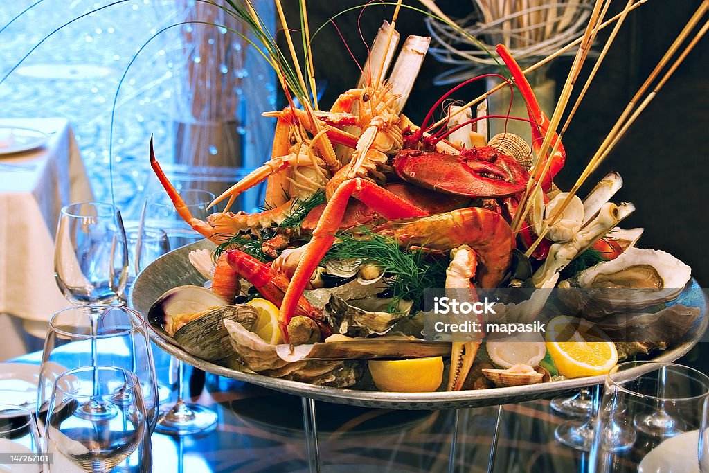 Seafood on the plate Animal Shell Stock Photo